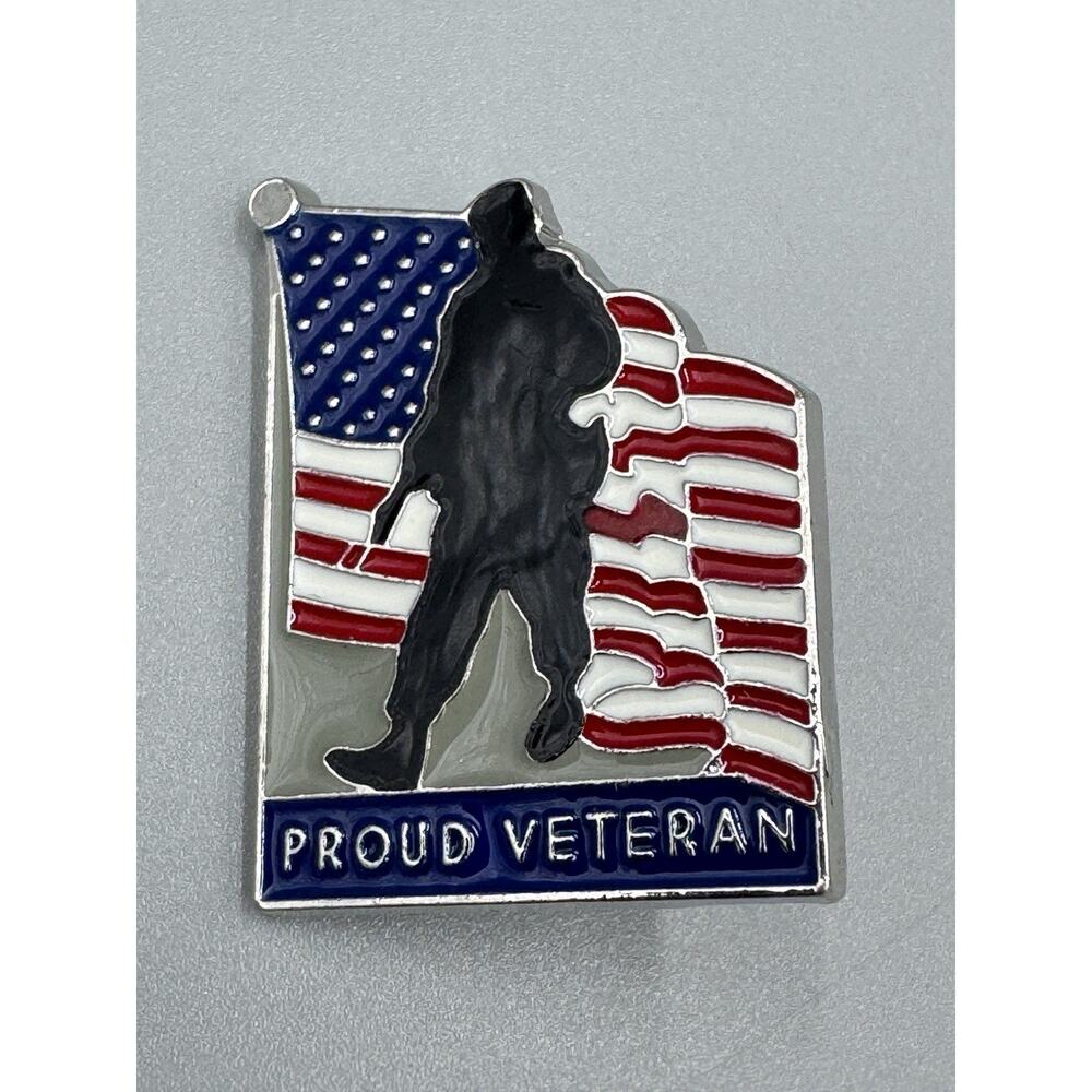 Proud Veteran American Flag Military‎ Patriotic Lapel Pin